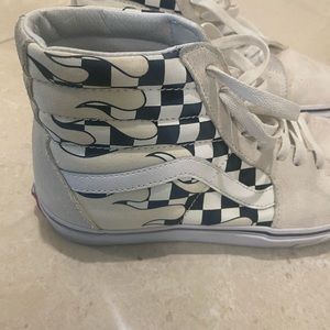 Vans Sk8-Hi Checkerboard Flame White